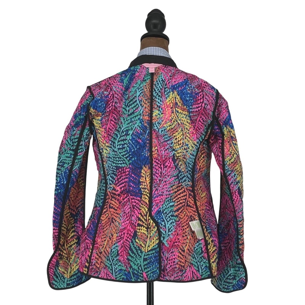 Lilly Pulitzer XXS Quilted Jacket Black Gold Button Colorful Lining Cuff Design - Picture 14 of 16